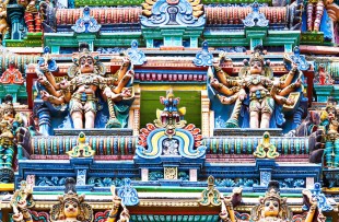 Different gods on Meenakshi temple facade, Madurai, India copy