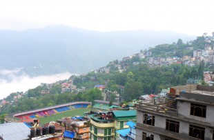 Buildings on plain and uphill in Gangtok, Sikkim. copy